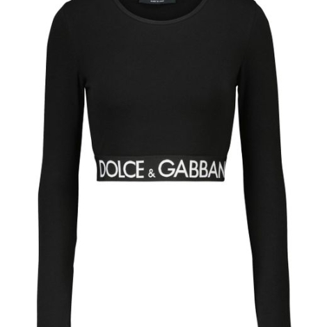 dolce-gabbana-black-Logo-Cotton-Crop-Top