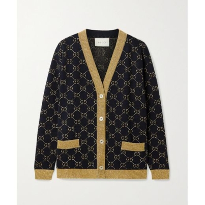 gucci-Blue-Metallic-Jacquard-knit-Cotton-blend-Cardigan