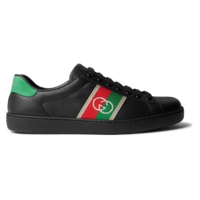 gucci-black-Disney-New-Ace-Appliqued-Webbing-trimmed-Leather-Sneakers