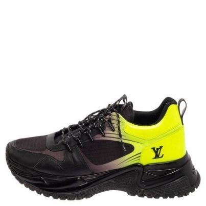 louis-vuitton-Black-Blackgreen-Leather-And-Mesh-Run-Away-Pulse-Sneakers